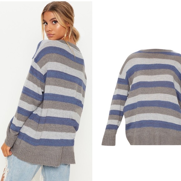 PrettyLittleThing Oversized Striped Sweater - Picture 2 of 10